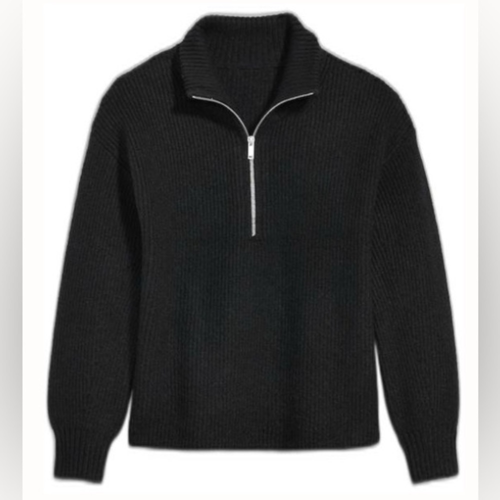 Old Navy Black Quarter Zip Ribbed Sweater Size Medium